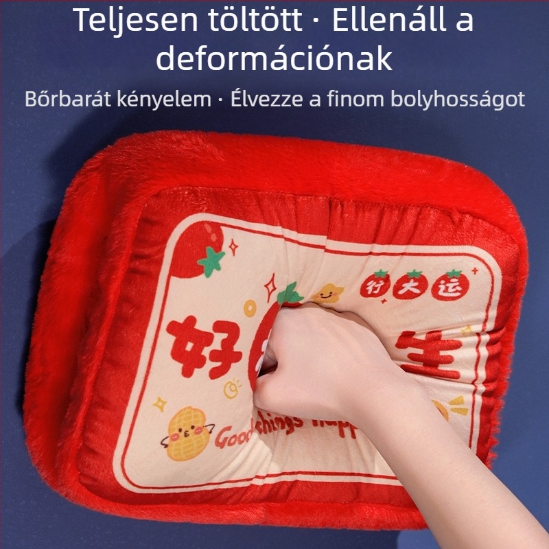 Kézmelegítő párna-takaró, 2 az 1-ben, irodai pihenéshez és autóhasználathoz, rajzfilm mintával, plüss huzat, PP pamut töltet