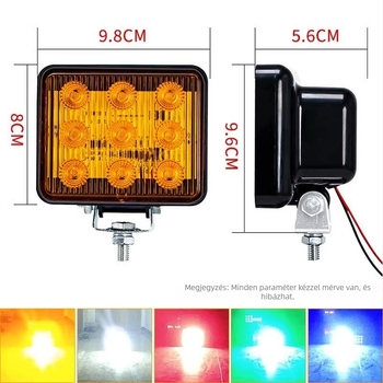 BS-9L LED villogó figyelmeztető fény teherautókhoz, hajókhoz és utánfutókhoz, 9 LED-del, 12-80V DC