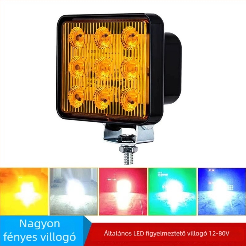 BS-9L LED villogó figyelmeztető fény teherautókhoz, hajókhoz és utánfutókhoz, 9 LED-del, 12-80V DC
