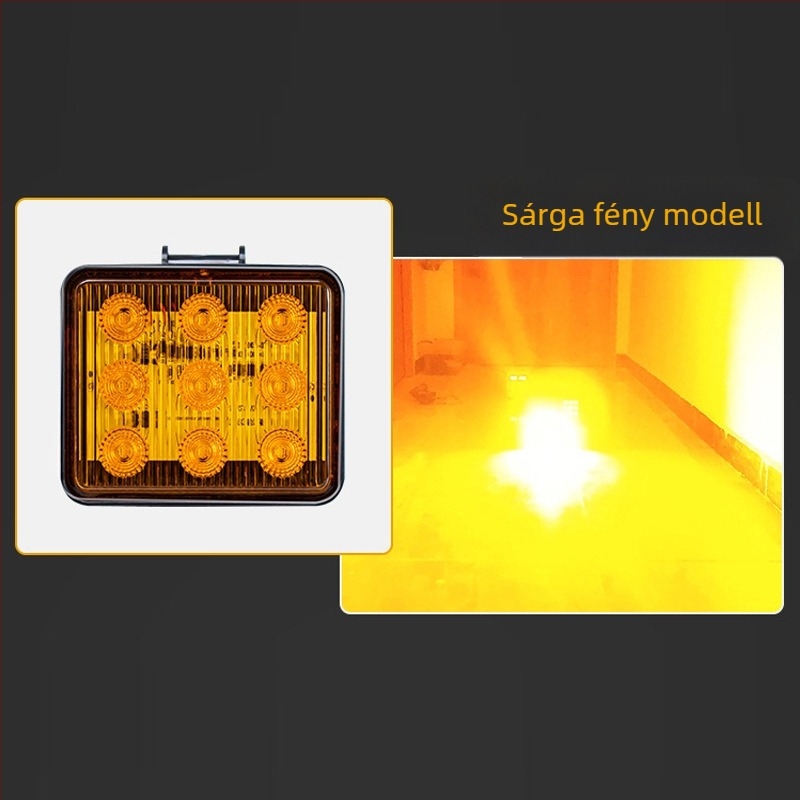BS-9L LED villogó figyelmeztető fény teherautókhoz, hajókhoz és utánfutókhoz, 9 LED-del, 12-80V DC