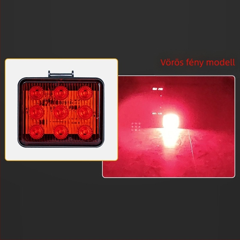 BS-9L LED villogó figyelmeztető fény teherautókhoz, hajókhoz és utánfutókhoz, 9 LED-del, 12-80V DC