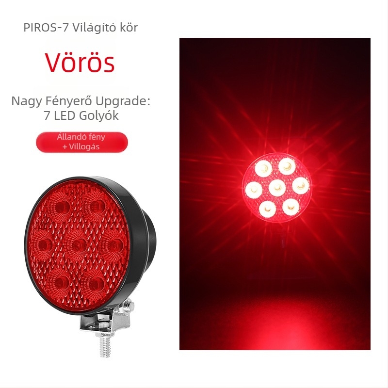 Kamion kör alakú LED munkalámpa - 7LED, 9-32V, 15W, 6000K
