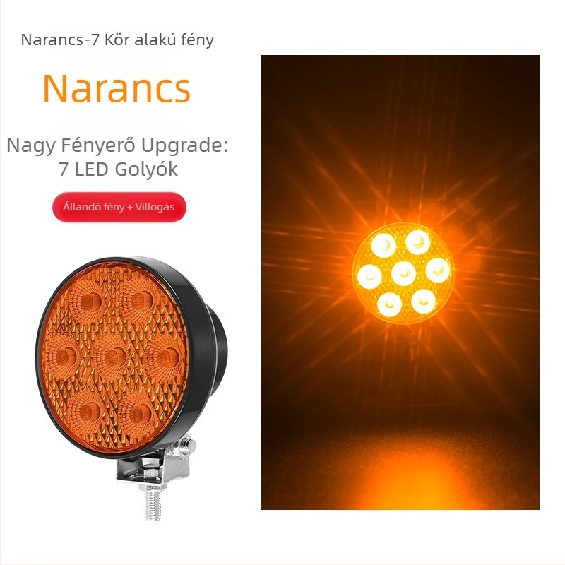 Kamion kör alakú LED munkalámpa - 7LED, 9-32V, 15W, 6000K