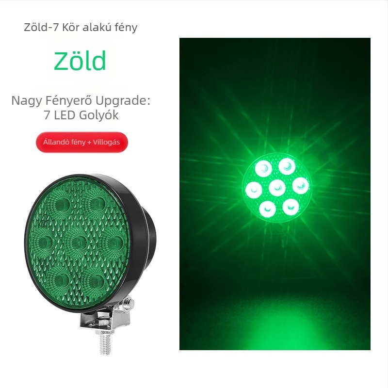 Kamion kör alakú LED munkalámpa - 7LED, 9-32V, 15W, 6000K
