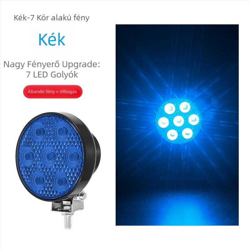 Kamion kör alakú LED munkalámpa - 7LED, 9-32V, 15W, 6000K