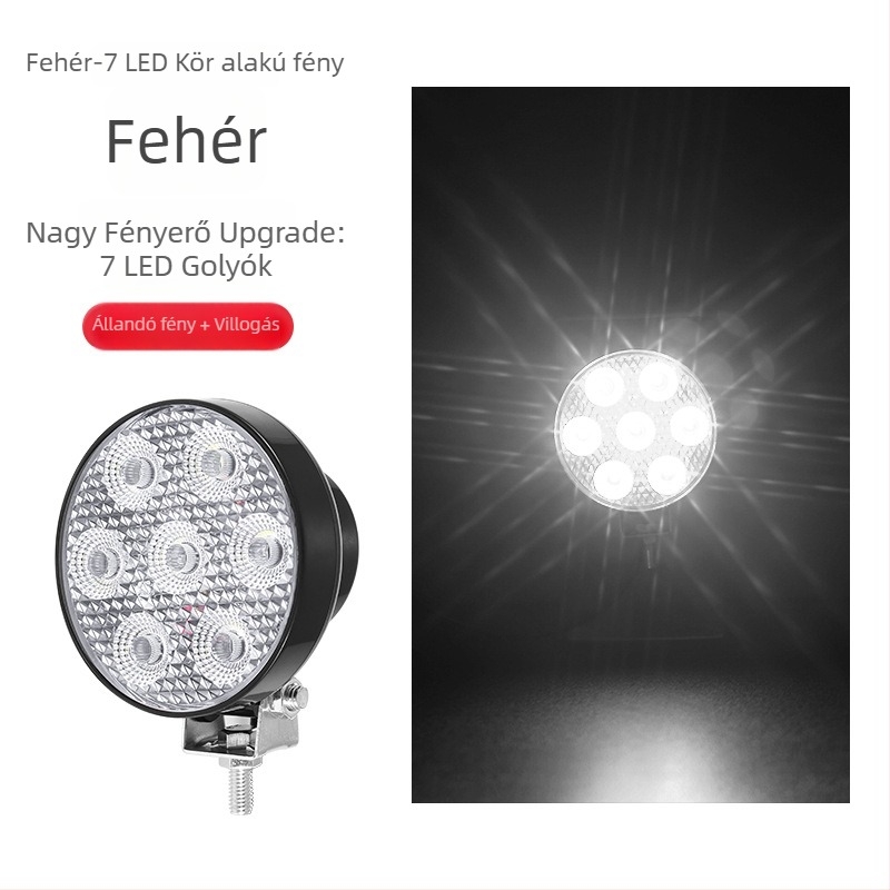 Kamion kör alakú LED munkalámpa - 7LED, 9-32V, 15W, 6000K