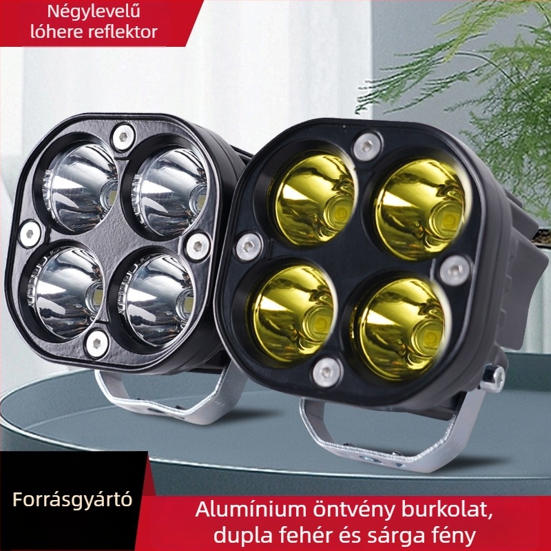 LED motorkerékpár spotlámpa négylevelű lóhere mintával, 18W, 12-80V, IP7, 50 000 óra élettartam