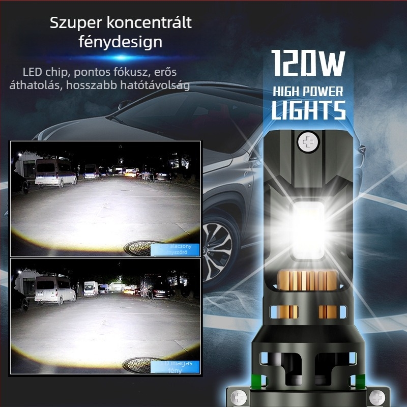 D9 modell LED autó lámpa, nagy teljesítmény, integrált hosszú és közeli fény, 120W, 9-32V, IP68, 14000 lm