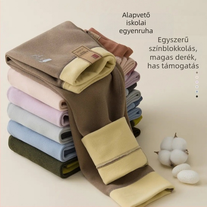 Gyermekek téli termo leggings, uniszex, középmagas derék, 95% poliészter, kétoldalas plüssflíz