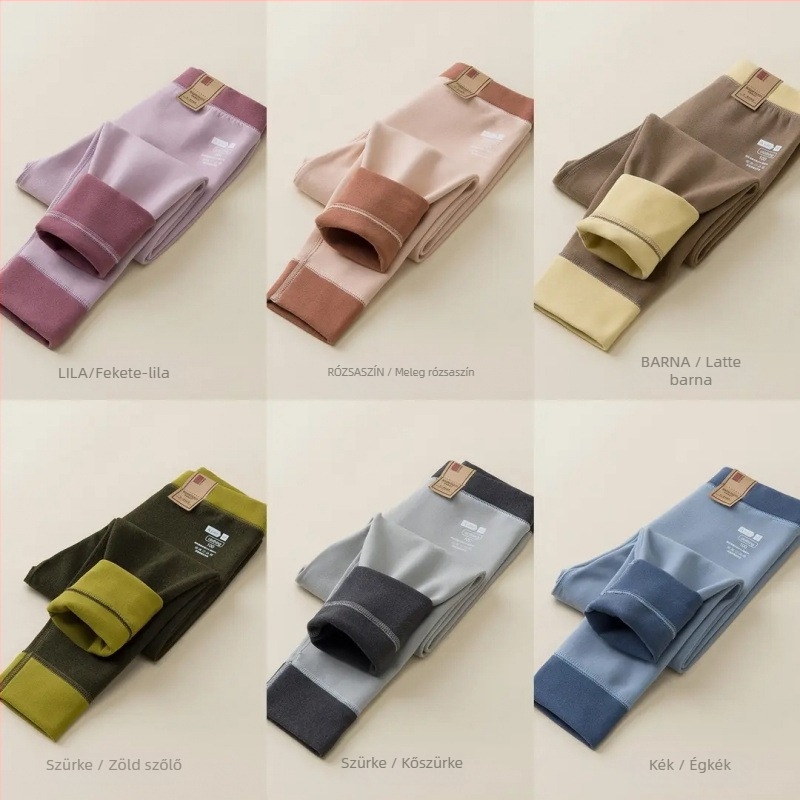 Gyermekek téli termo leggings, uniszex, középmagas derék, 95% poliészter, kétoldalas plüssflíz