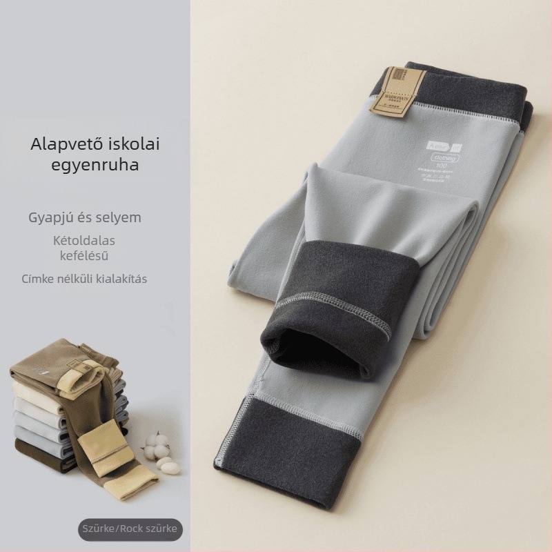 Gyermekek téli termo leggings, uniszex, középmagas derék, 95% poliészter, kétoldalas plüssflíz