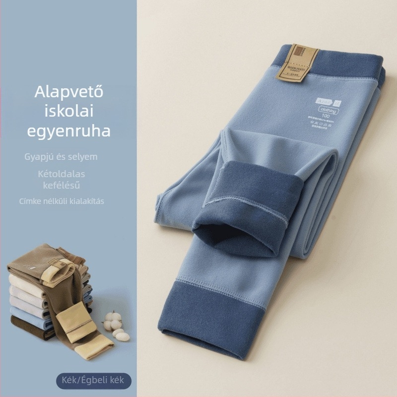 Gyermekek téli termo leggings, uniszex, középmagas derék, 95% poliészter, kétoldalas plüssflíz