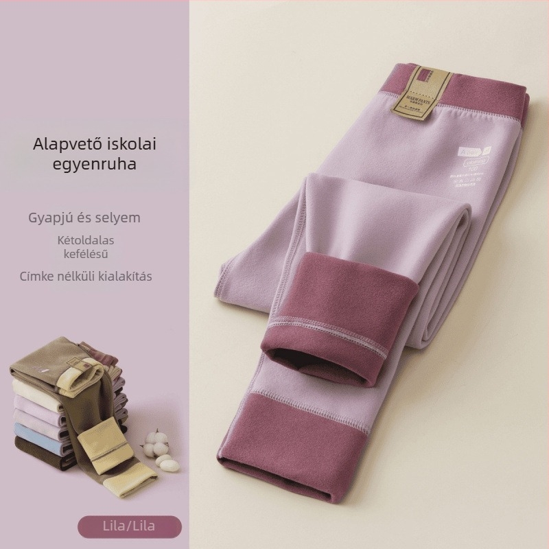 Gyermekek téli termo leggings, uniszex, középmagas derék, 95% poliészter, kétoldalas plüssflíz