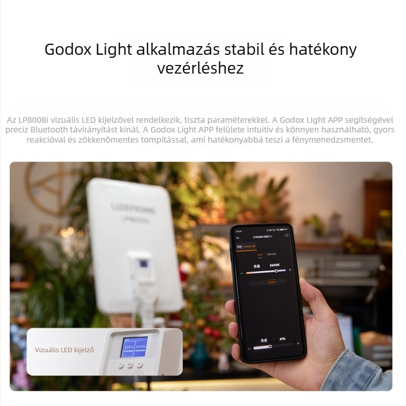 LP800Bi síkpaneles világítás fényképezéshez, élő közvetítéshez és szépség videókhoz, kettős színhőmérséklet, hordozható