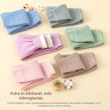 Gyerekeknek készült fleeces béléssel melegítő leggings, magas derekú, uniszex, 3–8 éves