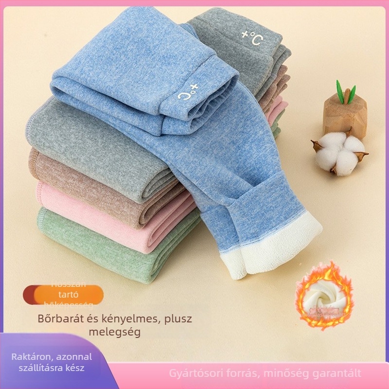 Gyerekeknek készült fleeces béléssel melegítő leggings, magas derekú, uniszex, 3–8 éves