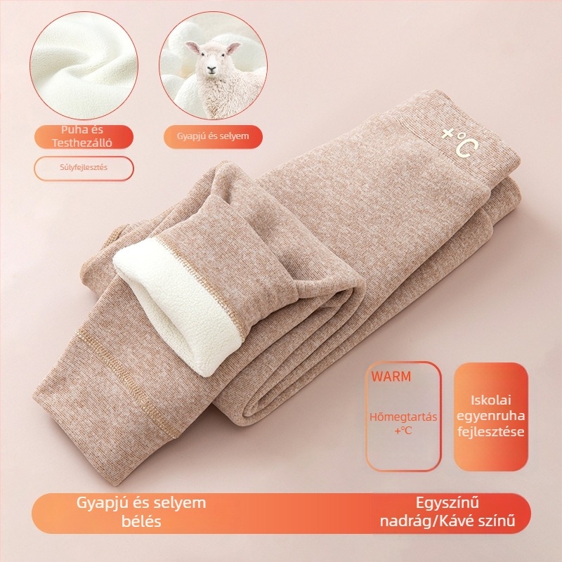 Gyerekeknek készült fleeces béléssel melegítő leggings, magas derekú, uniszex, 3–8 éves
