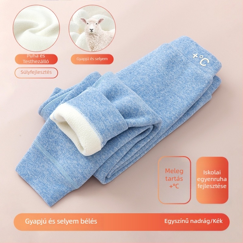 Gyerekeknek készült fleeces béléssel melegítő leggings, magas derekú, uniszex, 3–8 éves