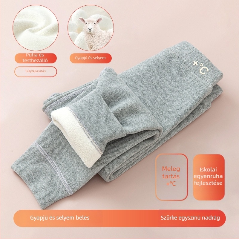 Gyerekeknek készült fleeces béléssel melegítő leggings, magas derekú, uniszex, 3–8 éves