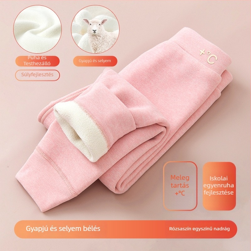 Gyerekeknek készült fleeces béléssel melegítő leggings, magas derekú, uniszex, 3–8 éves