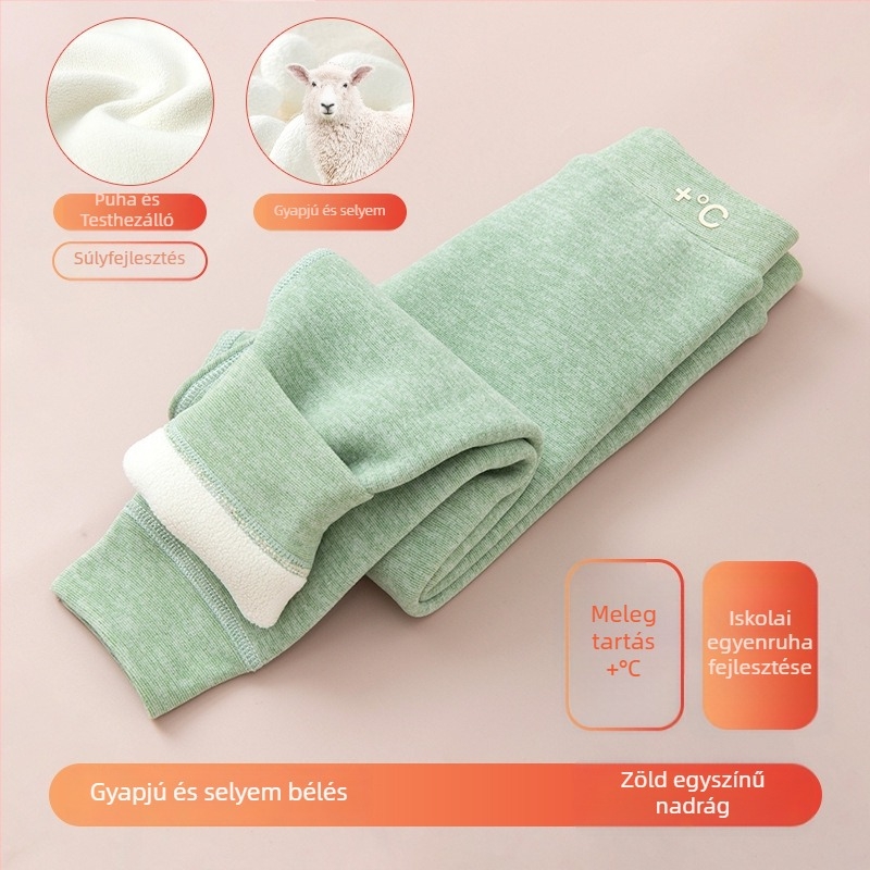 Gyerekeknek készült fleeces béléssel melegítő leggings, magas derekú, uniszex, 3–8 éves