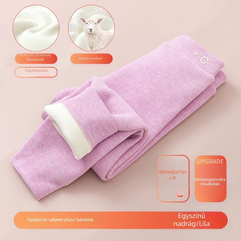 Gyerekeknek készült fleeces béléssel melegítő leggings, magas derekú, uniszex, 3–8 éves