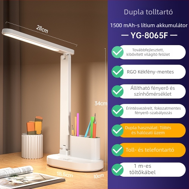 Yage szemvédő asztali lámpa a tanuláshoz, kollégiumi diákok számára, kétirányú USB-töltés és áramellátás, összecsukható éjjeli olvasólámpa