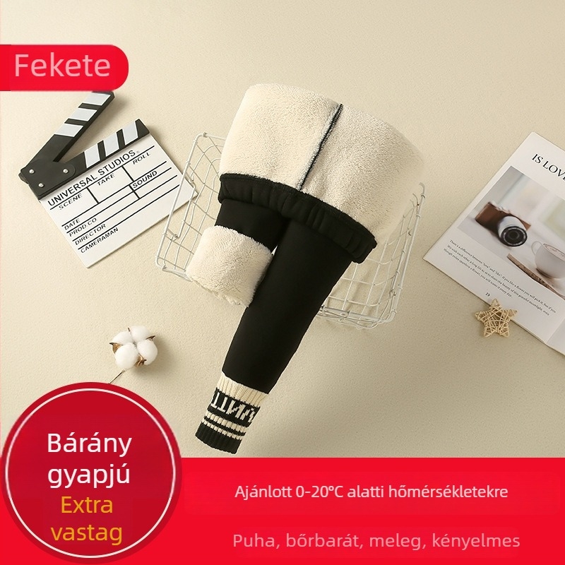 Lányoknak készült fleeces bélelt leggings, koreai stílus, középmagas derekú, 95% pamut, őszi-téli szezon, 3–8 éveseknek