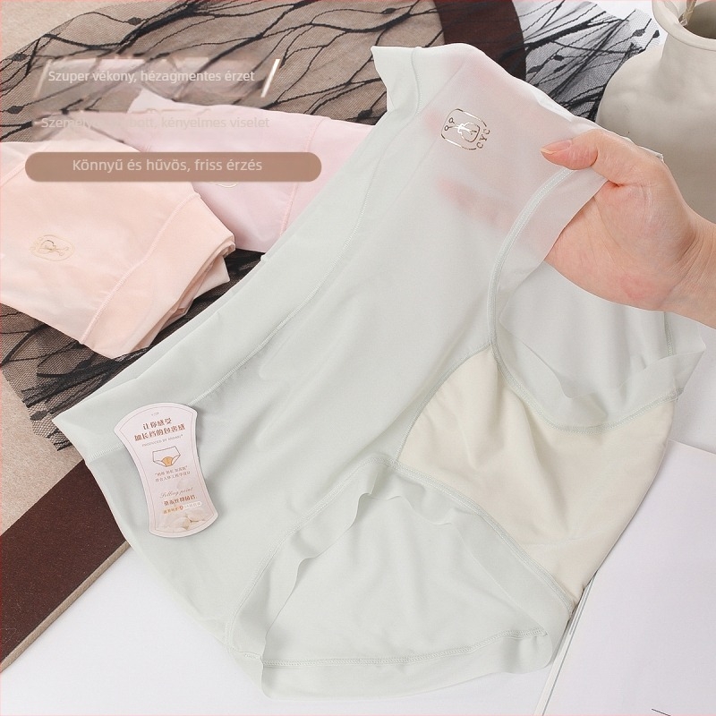 Női fehérnemű, magas derekú, Ice Silk anyag, ágyéki belső réteg mulberry selyemből, antibakteriális