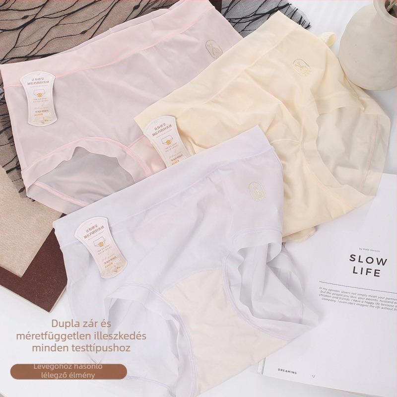 Női fehérnemű, magas derekú, Ice Silk anyag, ágyéki belső réteg mulberry selyemből, antibakteriális