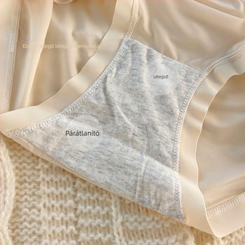 Női középmagasságú alsónemű, lélegző Ice Silk nejlon anyagból, pamut bélés a szeméremtájon, antibakteriális, masni mintázat