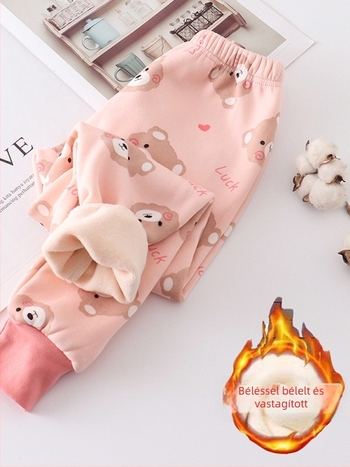 Gyerekeknek készült bársony melegítőnadrág ősz-tél szezonra, Milk Silk poliészter, 95% poliészter, középmagas derék, uniszex, 3-8 éveseknek