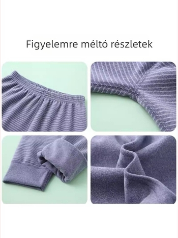 Gyerekeknek készült csíkos, kétoldalúan bolyhosított termal nadrág, középmagas derekú, őszi–téli szezonra, uniszex, 3–8 évesek