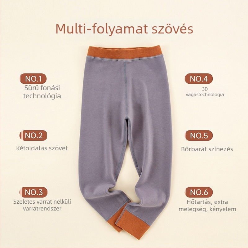 Kerti őszi–téli termo leggings, uniszex, belső melegítő, összetétel: 47,9% regenerált cellulóz, 44,1% akril, 8% elasztán, 3–8 év