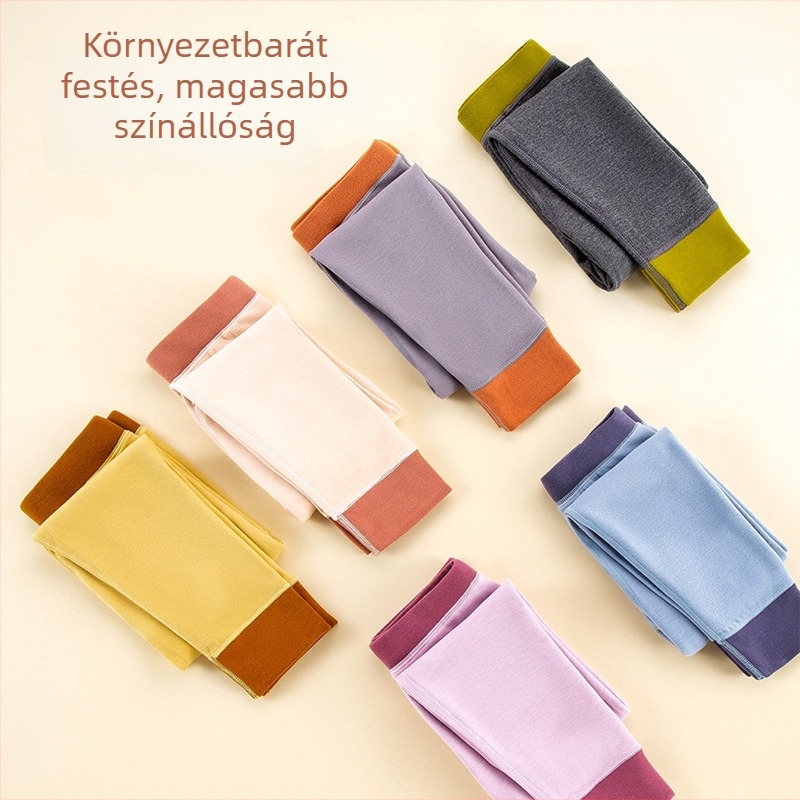 Kerti őszi–téli termo leggings, uniszex, belső melegítő, összetétel: 47,9% regenerált cellulóz, 44,1% akril, 8% elasztán, 3–8 év