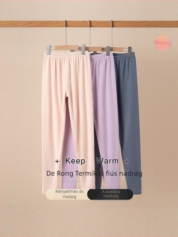 Gyerekeknek készült őszi termo nadrág Warm Ginger Velvet anyagból, középmagasságú derékkal, 8 éves vagy idősebb gyermekeknek