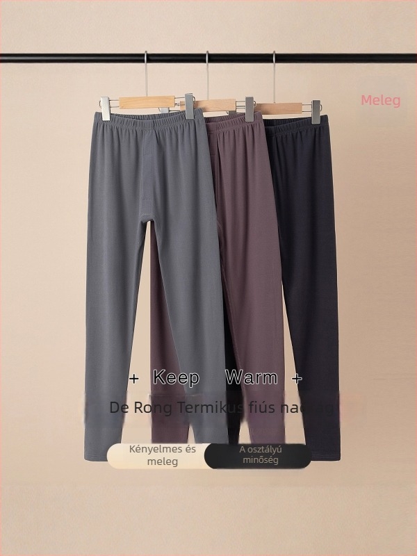 Gyerekeknek készült őszi termo nadrág Warm Ginger Velvet anyagból, középmagasságú derékkal, 8 éves vagy idősebb gyermekeknek
