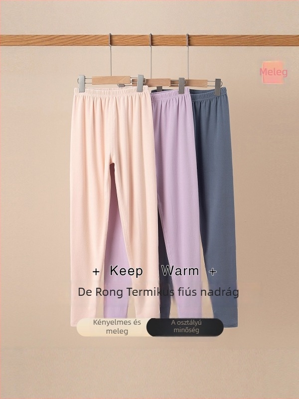 Gyerekeknek készült őszi termo nadrág Warm Ginger Velvet anyagból, középmagasságú derékkal, 8 éves vagy idősebb gyermekeknek