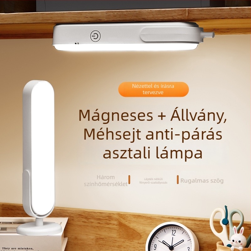 Asztali LED lámpa mágneses alapú a tanuláshoz, szemvédelem, érintéses vezérlés, beépített újratölthető akkumulátor, CRI ≥95