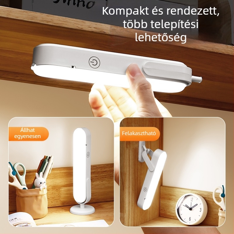 Asztali LED lámpa mágneses alapú a tanuláshoz, szemvédelem, érintéses vezérlés, beépített újratölthető akkumulátor, CRI ≥95