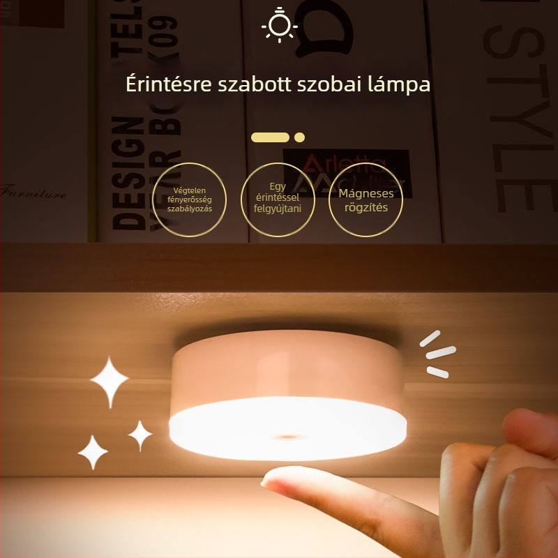 USB-töltéses LED asztali lámpa gombkapcsolóval, szemvédő fény, beépített Li-ion akkumulátor, CRI ≥90, műanyag árnyékoló.