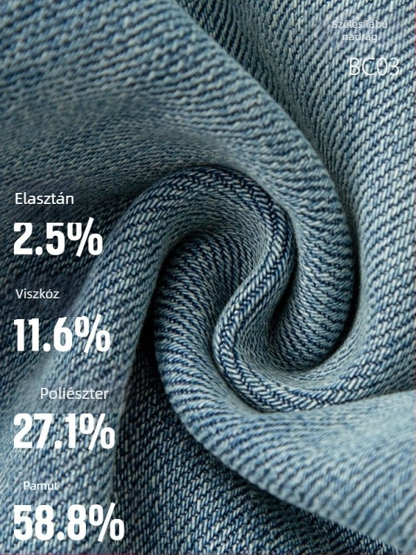 Nadrág négyszeres elasztikussággal rendelkező denim, magas derekú, pamut-elasztán keverék, karcsú fazon