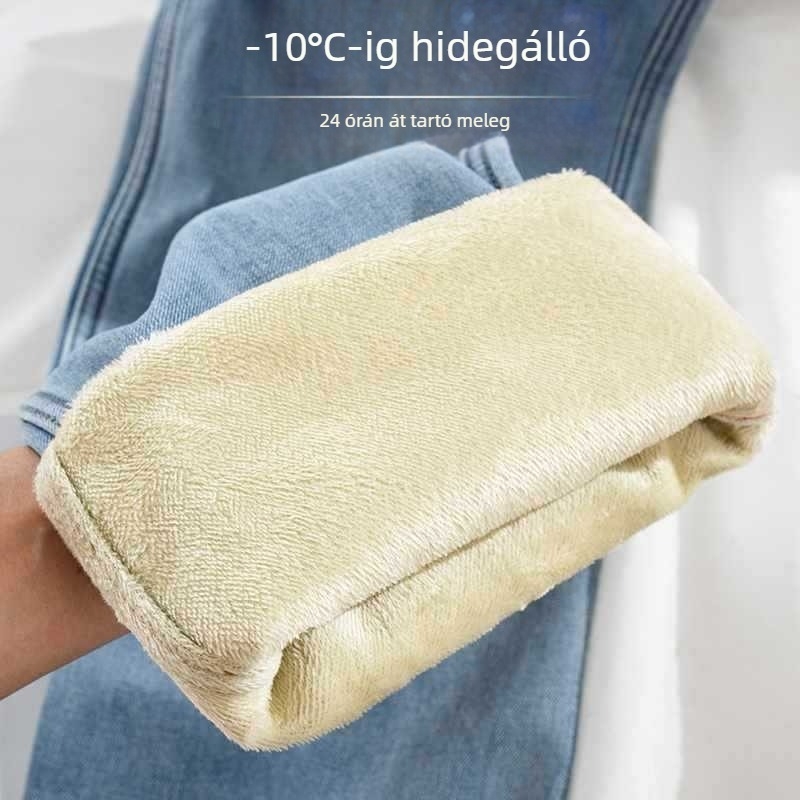 Női farmer fleece-béléssel, széles szárú, magas derekú, téli 2024
