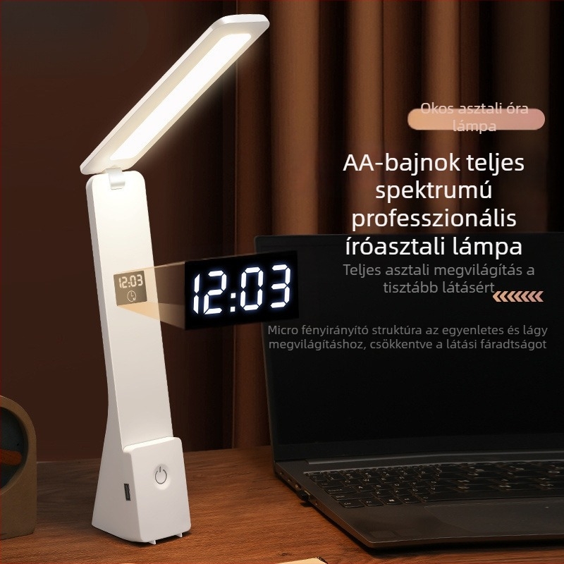 LED asztali lámpa tanuláshoz és éjszakai szobához szemvédővel, USB táplálás, hangvezérlés, egyszerű modern kialakítás, CRI ≥95, 100–300W