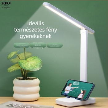 LED asztali lámpa szemvédő funkcióval a tanuláshoz és olvasáshoz, újratölthető akkumulátor, hangvezérlés, CRI ≥95, környezeti fény