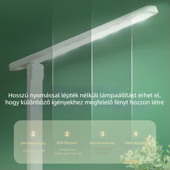 LED asztali lámpa szemvédő funkcióval a tanuláshoz és olvasáshoz, újratölthető akkumulátor, hangvezérlés, CRI ≥95, környezeti fény