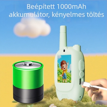 Gyerekeknek szánt videó interkom kijelzővel, kétcsatornás, hatótáv max. 1,5 km, Li‑ion akkumulátor 1000 mAh