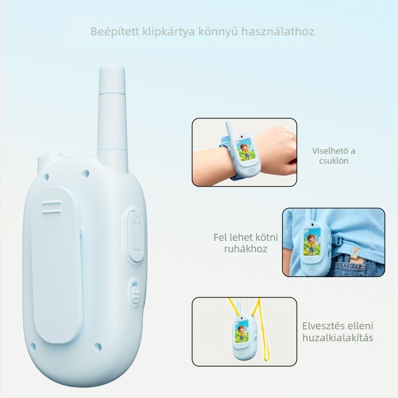 Gyerekeknek szánt videó interkom kijelzővel, kétcsatornás, hatótáv max. 1,5 km, Li‑ion akkumulátor 1000 mAh