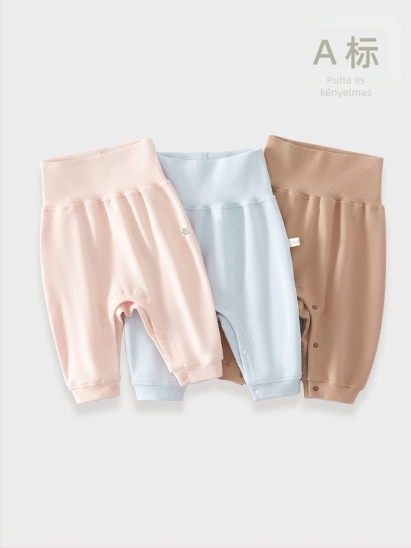 Magas derekú harémnadrág babáknak, pamut, hasvédő, unisex, tavasz–ősz