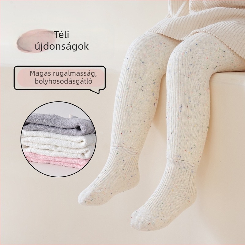 1–3 éves lányoknak, koreai stílusú leggings, modell 858, korall fleece, egyszínű, magas derék, tél 2025